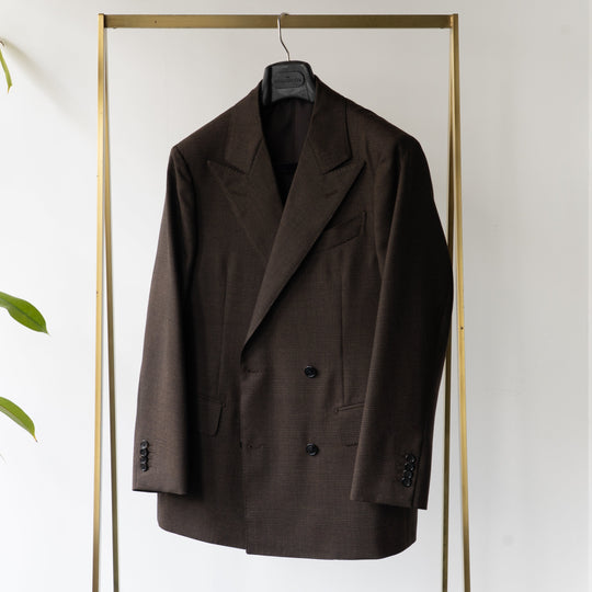 Holland & Sherry ブラウンチェック ダブルブレストスーツ