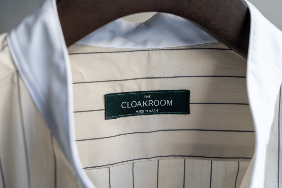 The Cloakroom バンドカラーシャツ / クレリックストライプ